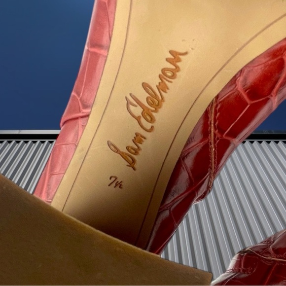 Sam Edelman Codie2 Rose Stucco Square Toed Croc Embossed Ankle Bootie 7 1/2 M - Picture 10 of 15